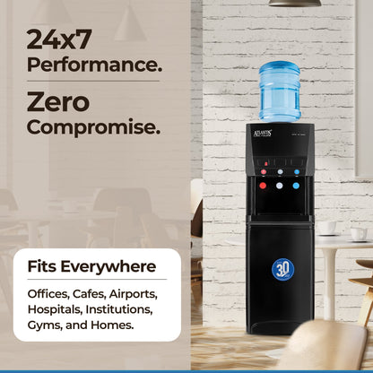 ATLANTIS BLAQUE | Smart Push Buttons | Hot, Normal & Cold Water | 3L/hour Cooling Capacity | 1 Year Warranty | Child Safety Lock | Top Loading