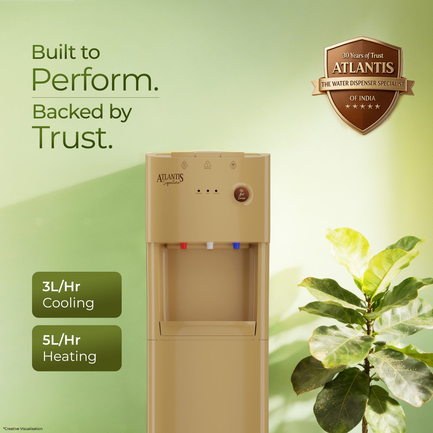 Atlantis Signature Floor Standing Water Dispenser | Designer Series | Hot, Normal & Cold | Luxury Art Finish | Top Push Buttons | Child Safety Lock | Silent Operation | BIS Certified | Office & Home