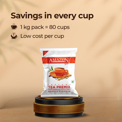 AMAZON Plus Masala 3-in-1 Tea Premix Powder 1KG for Vending Machine | No Milk, Sugar Required