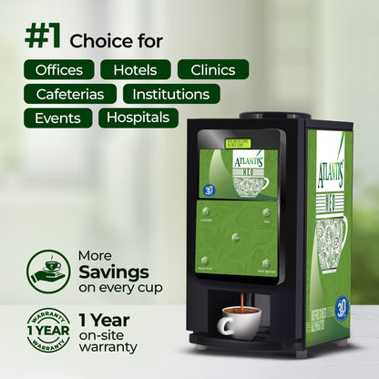 ATLANTIS NEO 2-Lane Tea and Coffee Vending Machine - Dedicated Hot Water