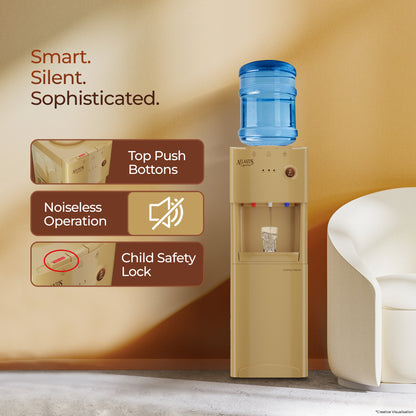 Atlantis Signature Designer Water Dispenser | 18L Cooling Cabinet | Hot, Normal & Cold | Luxury Art Finish | Top Push Buttons | Child Safety Lock | Silent Operation | BIS Certified | Office & Home