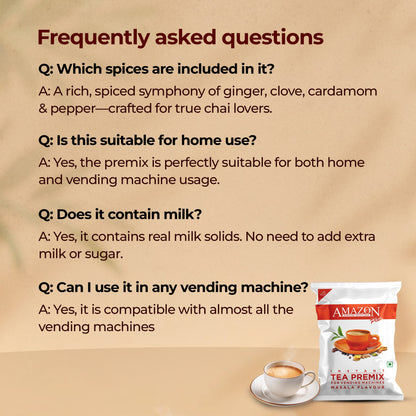 AMAZON Plus Masala 3-in-1 Tea Premix Powder 1KG for Vending Machine | No Milk, Sugar Required