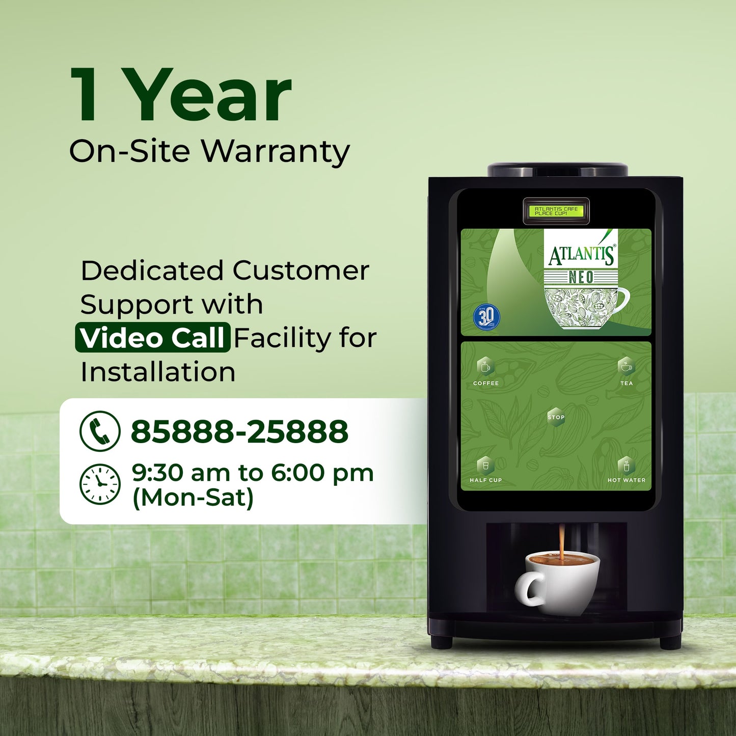ATLANTIS NEO 2-Lane Tea and Coffee Vending Machine - Dedicated Hot Water