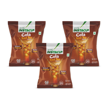 ATLANTIS InstaCup Cola Iced Tea Premix | 400g Pack (Serves 20) | Just Add Cold Water | Source of Vitamin C | No Artificial Colours | Refreshing Flavour | BRCGS & FSSAI Certified