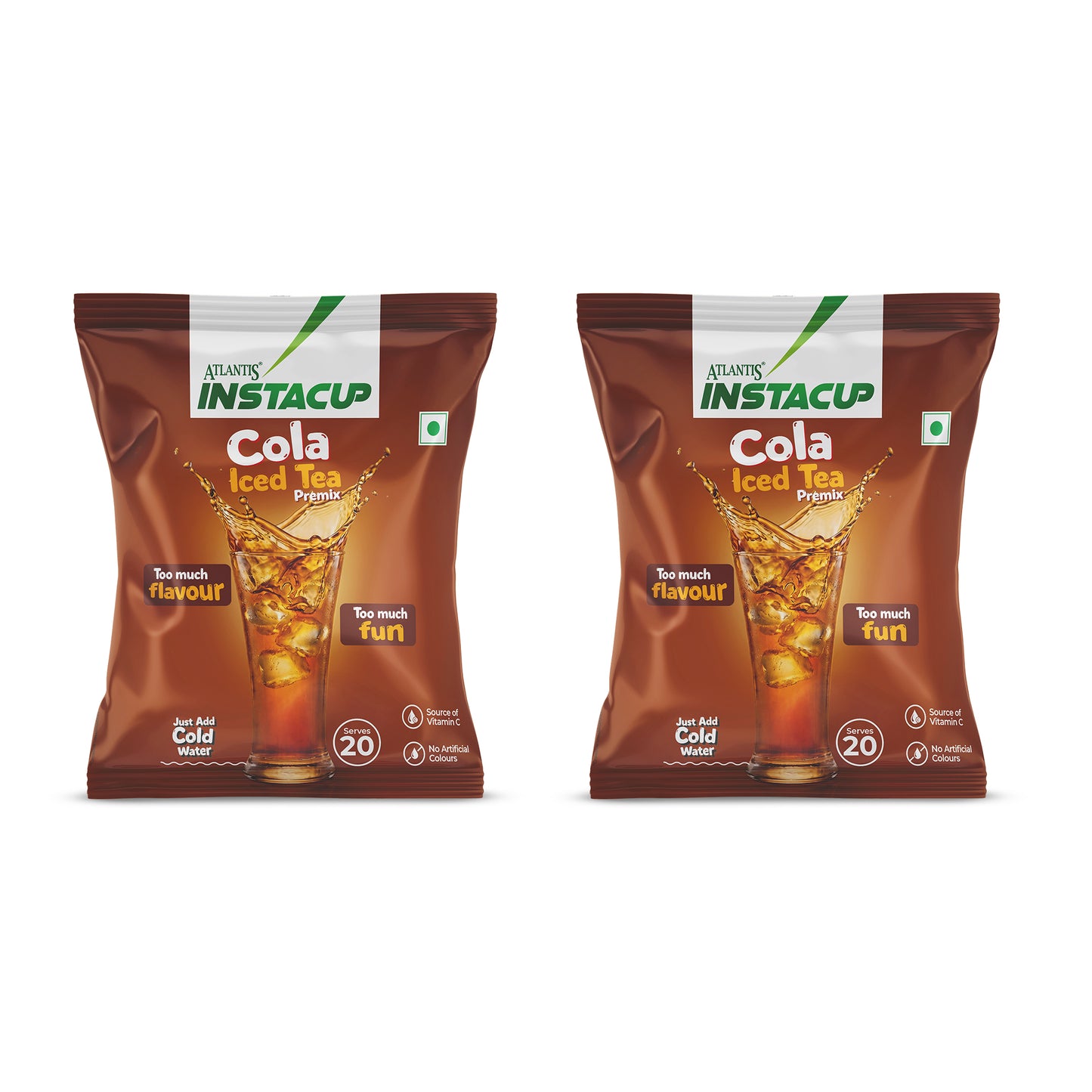 ATLANTIS InstaCup Cola Iced Tea Premix | 400g Pack (Serves 20) | Just Add Cold Water | Source of Vitamin C | No Artificial Colours | Refreshing Flavour | BRCGS & FSSAI Certified