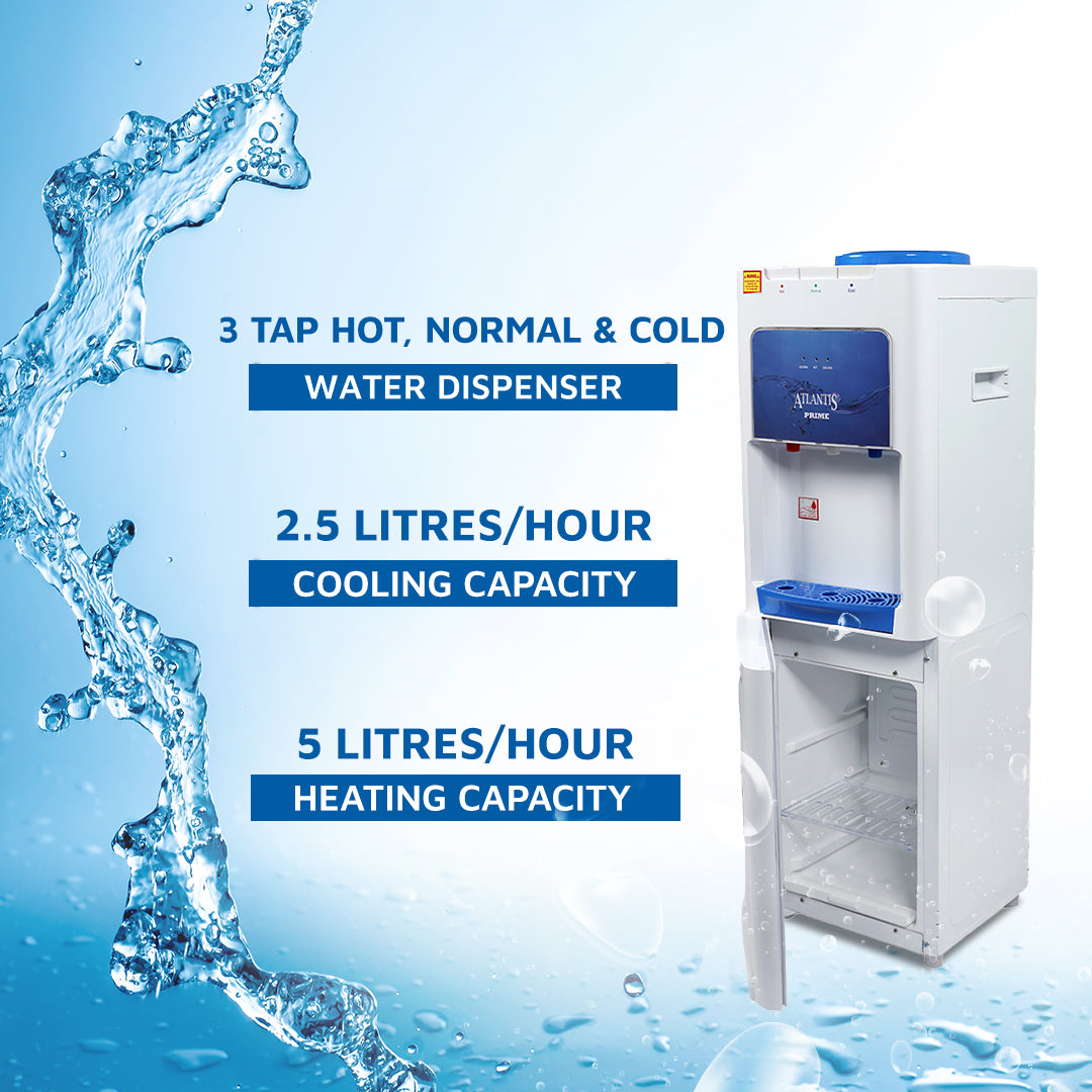 ATLANTIS PRIME (Hot, Normal & Cold ) Water Dispenser with Cooling Cabinet(Small Fridge)- 3 Taps