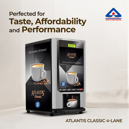 ATLANTIS CLASSIC 4 Lane Tea & Coffee Vending Machine  3 Ltrs hot Tank