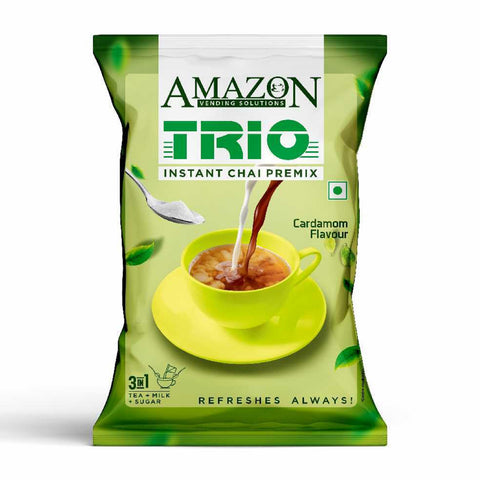 AMAZON Trio 3-in-1 Cardamom Tea Premix Powder – Enjoy Aromatic Chai Instantly | For Vending Machines & Manual Use – Just Add Hot Water