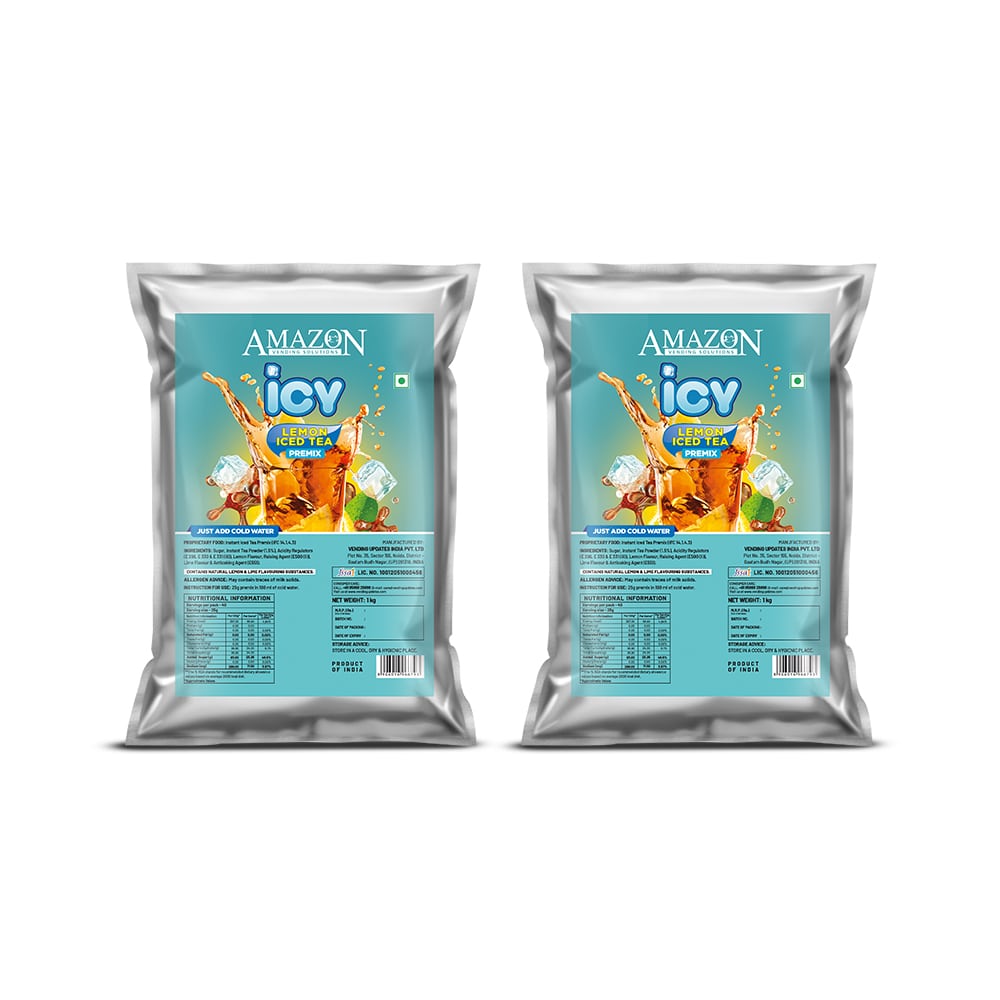 AMAZON Icy Lemon Flavoured Iced Tea Premix | 1kg |  Just Add Cold Water | Uses In Cold Beverage Vending Machine