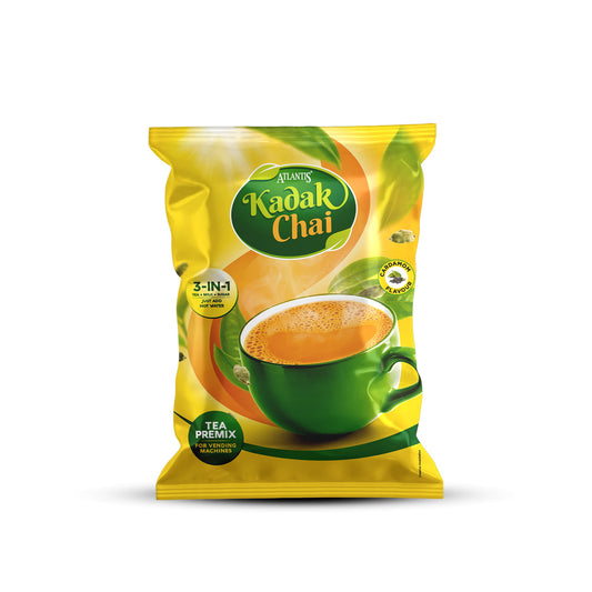 ATLANTIS Kadak 3-in-1 Cardamom Tea Premix – 1kg Pack | Strong & Flavourful Chai for Vending Machines – No Milk or Sugar Needed