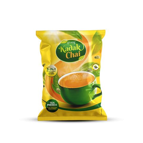 ATLANTIS Kadak 3-in-1 Cardamom Tea Premix – 1kg Pack | Strong & Flavourful Chai for Vending Machines – No Milk or Sugar Needed