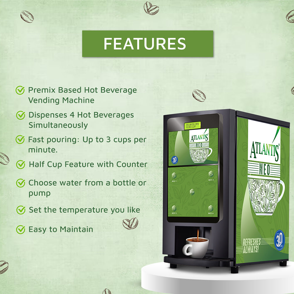 ATLANTIS NEO 4-Lane Tea and Coffee Vending Machines - Dedicated Hot Water