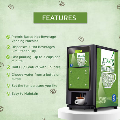 ATLANTIS NEO 4-Lane Tea and Coffee Vending Machines - Dedicated Hot Water
