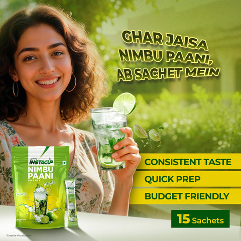 ATLANTIS Instacup Iced Masala Nimbu Paani Premix Single Serve Sachets | Perfect for Travel | Natural Lemon Flavor | FSSAI Registered | Quick Prep | Pack of 15