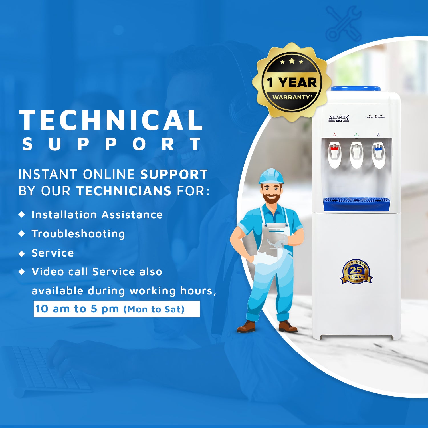 ATLANTIS SKY Water Dispenser Hot, Normal &Cold | Floor Standing Technical Support