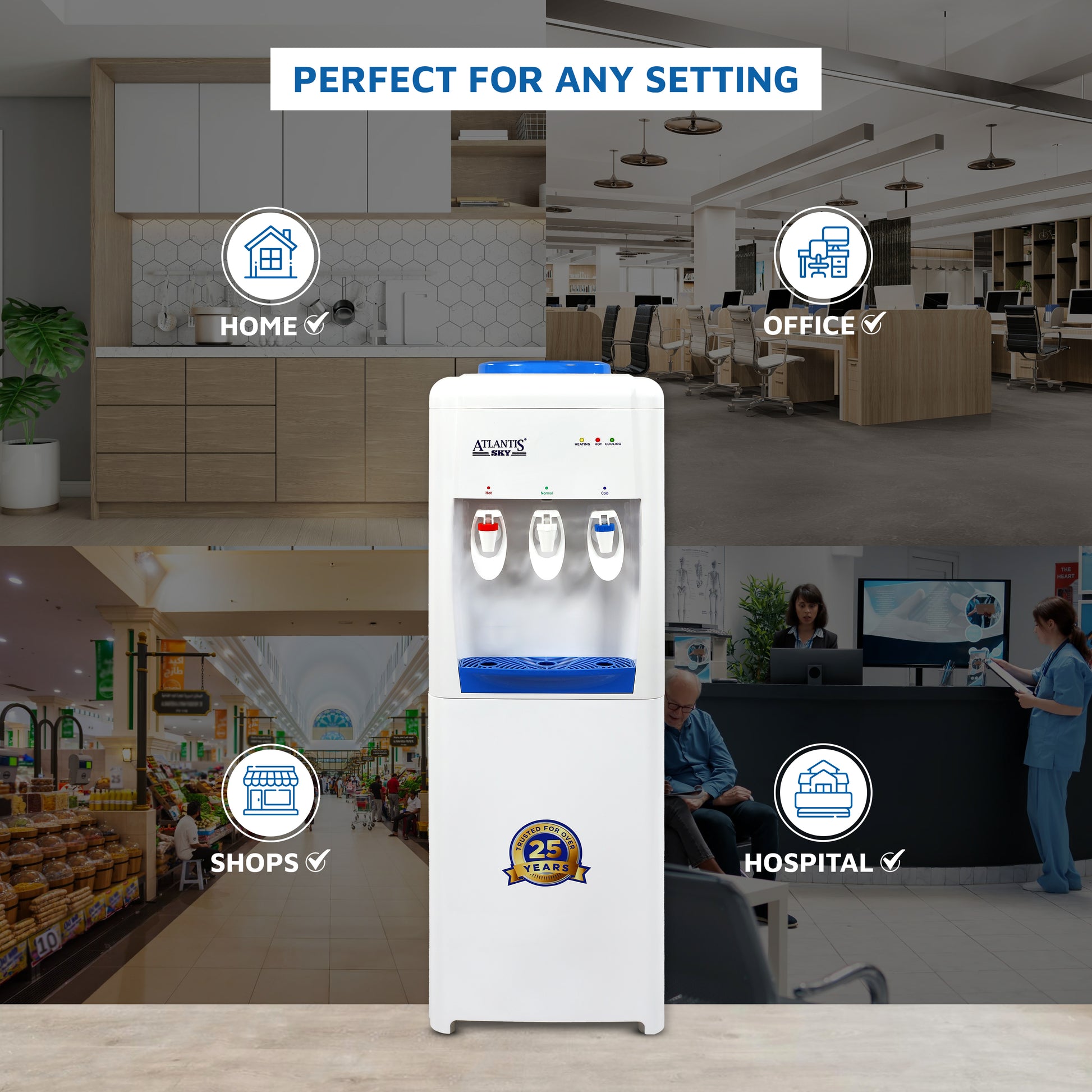 ATLANTIS SKY Water Dispenser Hot, Normal &Cold | Floor Standing