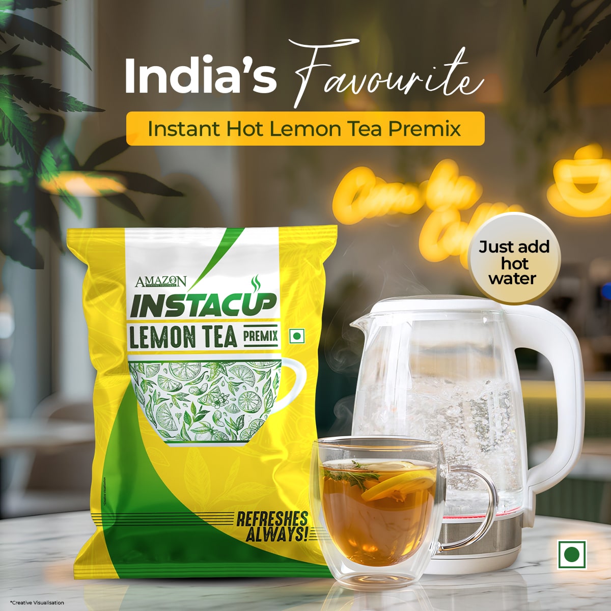 AMAZON Instacup Lemon Tea Premix – Refreshing & Tangy | Instant Hot Drink for Vending Machines – Just Add Water