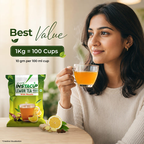 Atlantis Lemon Masala Tea Premix – Tangy & Spicy Blend for Vending Machines | Just Add Hot Water for Instant Refreshment