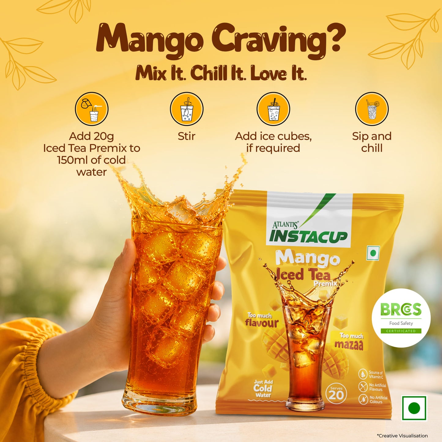 Atlantis Instacup Mango Iced Tea Premix | Mazaa Flavour | 400g Pack
