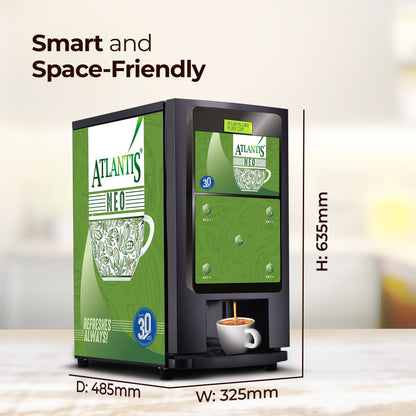 ATLANTIS NEO 3-Lane Tea and Coffee Vending Machine - Dedicated Hot Water