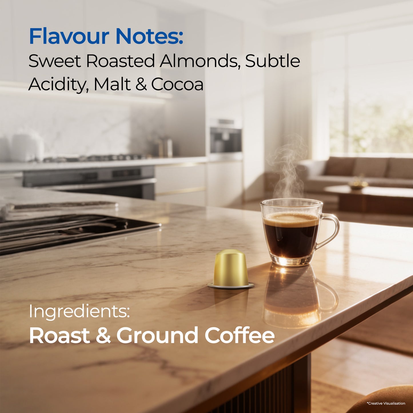 Atlantis Golden Hour Coffee Capsules | Nespresso® Compatible | Profile Roasted | No Artificial Flavours | Medium Dark Roast | Intensity 9 | Cafe-Style Precision | Pack of 6