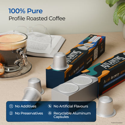 Atlantis Daylight Brew Coffee Capsules | Nespresso® Compatible | Profile Roasted | No Artificial Flavours | Medium Dark Roast | Intensity 8 | Cafe-Style Precision | Pack of 6