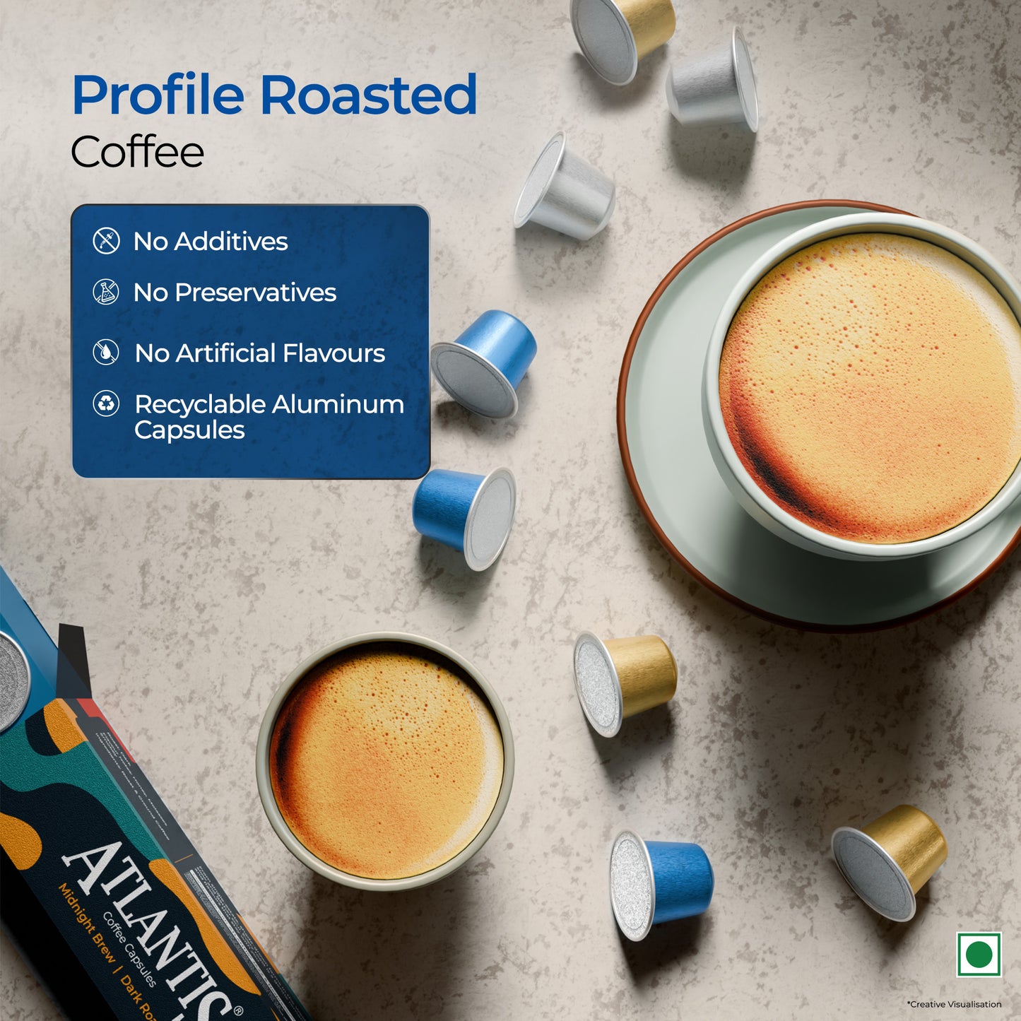 Atlantis Jazz Coffee Capsule Machine | With 18 Assorted Coffee Capsules In 3 Blends | Integrated Milk Dispensing | One-Touch Cappuccino, Latte, Espresso & Americano | Nespresso® Original Line Compatible