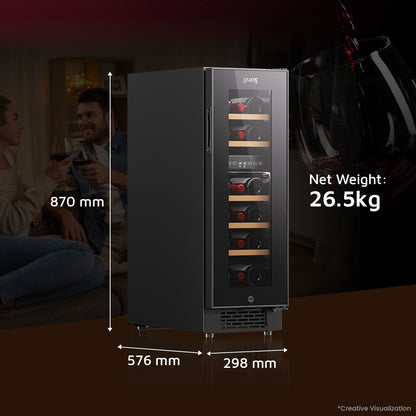 Atlantis Wine Cooler for Home – Up to -17 Bottle Storage | Dual Zone Wine Chiller with LED | Best Wine Cooler Machine in India