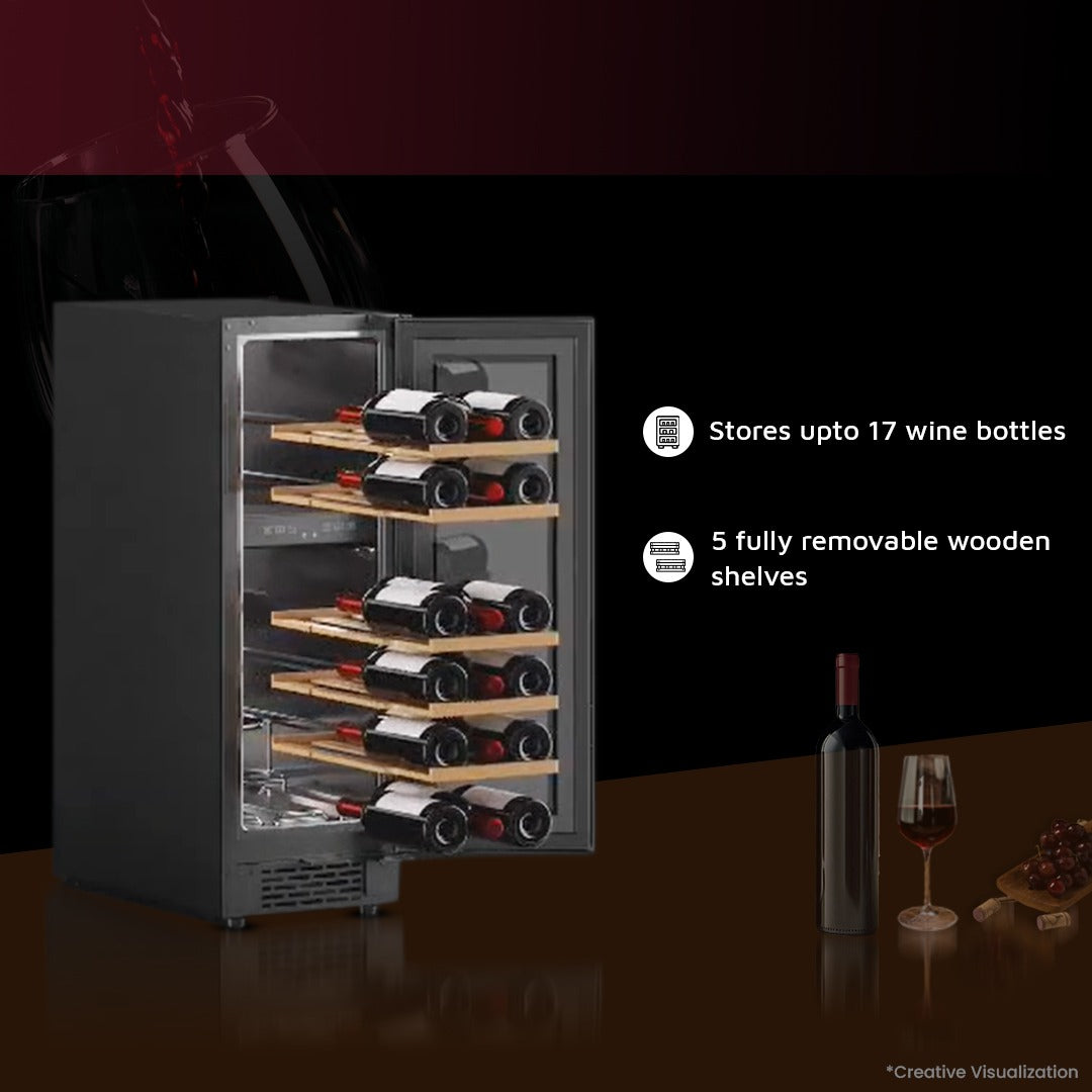 Atlantis Wine Cooler for Home – Up to -17 Bottle Storage | Dual Zone Wine Chiller with LED | Best Wine Cooler Machine in India