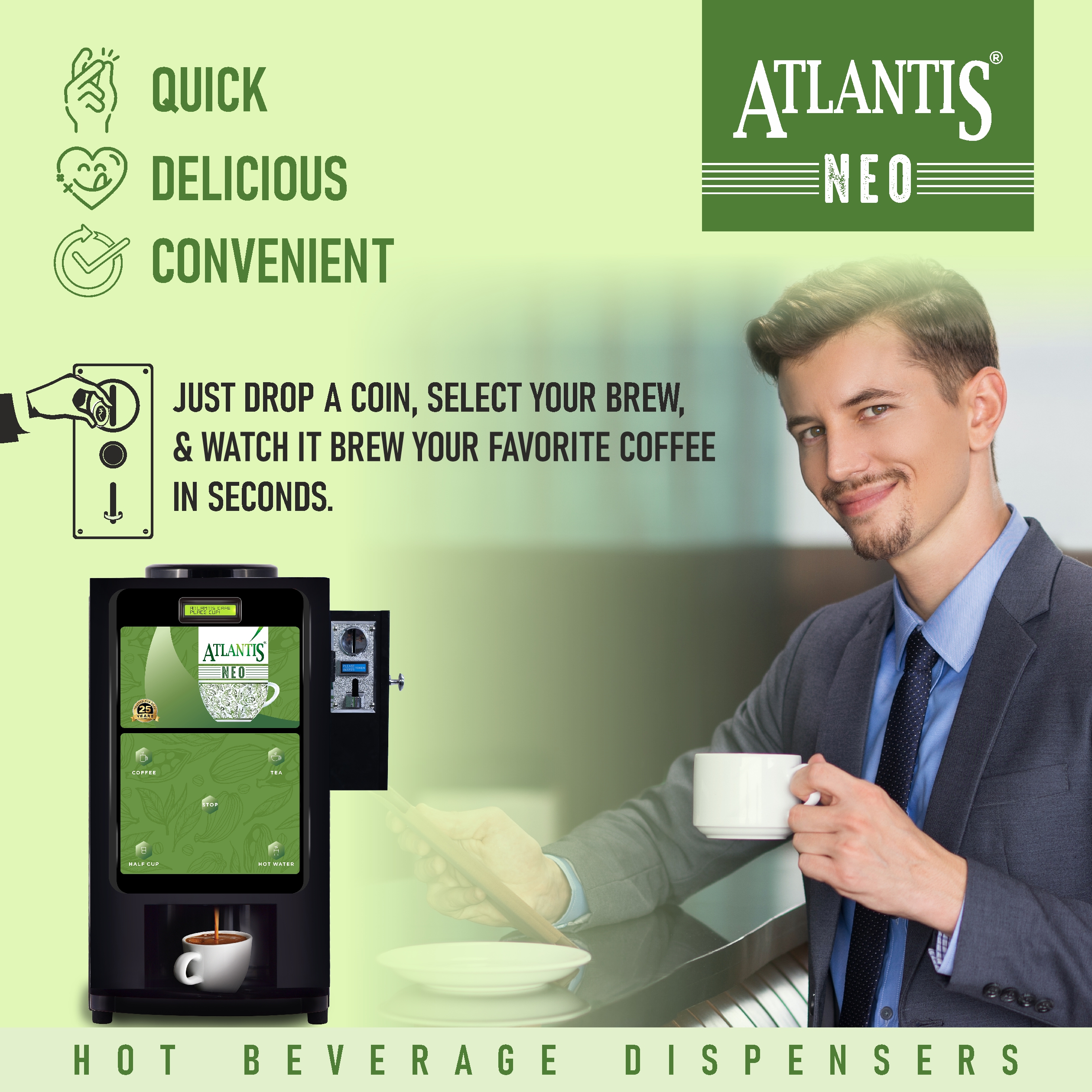 Atlantis Coin Tea Coffee Vending Machine
